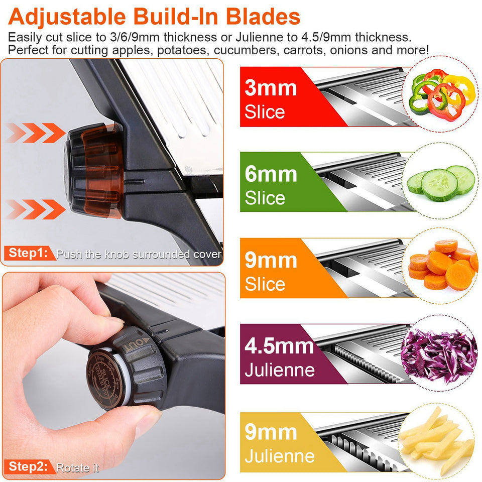 Multi-Blade Mandoline Slicer for Vegetables, Fruits & Julienne Cutting